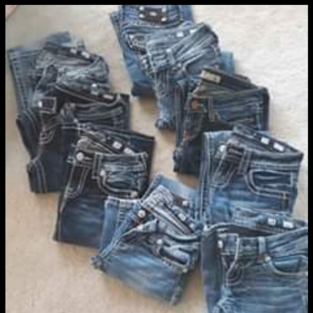 2 pairs miss me 24x37 custom dark denim jeans